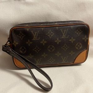 Louis Vuitton Marly Dragonne Clutch PM Brown Leather